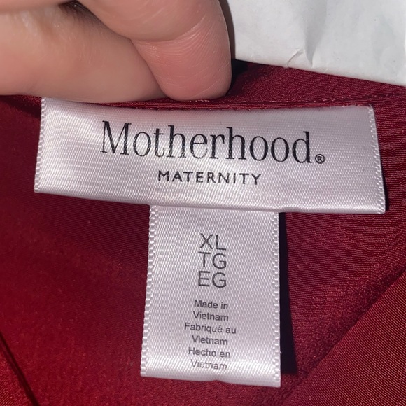 Motherhood Maternity, Tie Front Button Down Maternity Dress, Red, XL - Picture 2 of 2